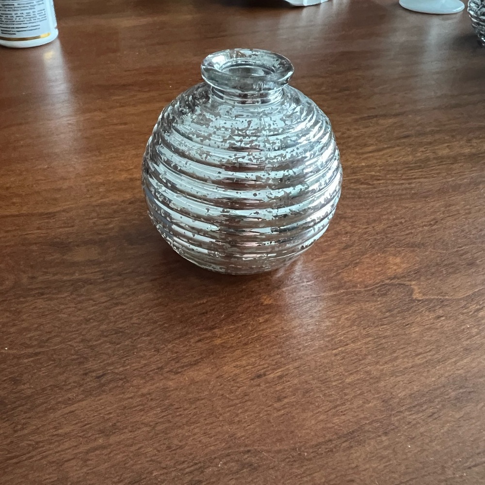 6 x Elegant Silver Mini Glass Vase